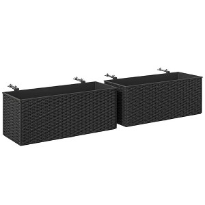Resenkos Raised Garden Bed, Planter Box Outdoor,2 Pack 20 Inch Railing Flower Pots, Self-Watering Hanging Planter Box, Black - 1 of 4