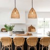 LNC Libbaconion 1-Light Matte Black Canopy with Natural Rattan Shade Traditional Dome Hanging Pendant Light: UL Listed, Adjustable Height - 3 of 4