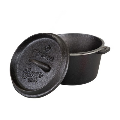 1 QT Black Cast Iron Flat Bottom Dutch Oven with Lid