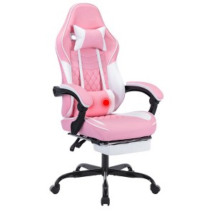 Racxily Ergonomic Video Gamer Chairs, Gaming Chairs w/ Massage Lumbar Support & Footrest, Racing Style Computer Chair Adjustable Headrest - 1 of 4