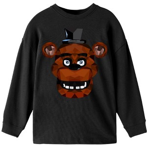 Five Nights At Freddy's Freddy Fazbear Polygon Art Crew Neck Long Sleeve Youth Black Tee - 1 of 2