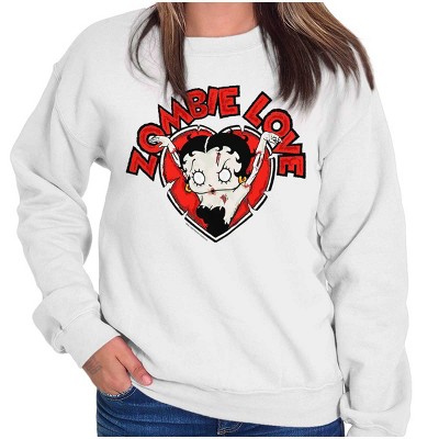 Betty Boop Zombie Love Heart Women Crewneck Sweatshirt Brisco Brands