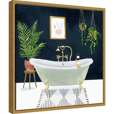 16" x 16" Boho Bath I by Victoria Borges Framed Canvas Wall Art - Amanti Art: Bathroom Decor, Modern Lithograph