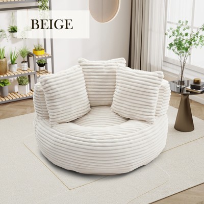 Hrinhom 45" W Modern Bean Bag Chair,Corduroy Lazy Sofa Couch with Pillows and Handle