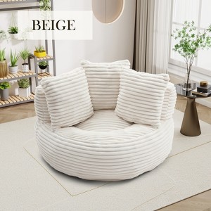 Hrinhom 45" W Modern Bean Bag Chair,Corduroy Lazy Sofa Couch with Pillows and Handle - 1 of 4