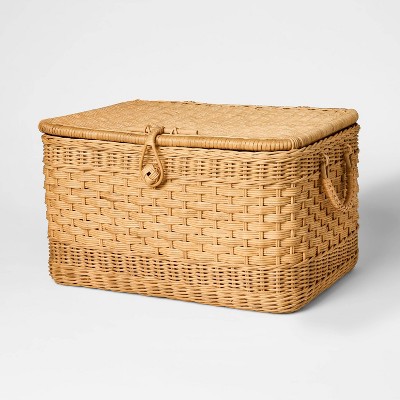 Large Lidded Rattan Decorative Basket Brown - Threshold™ designed with Studio McGee