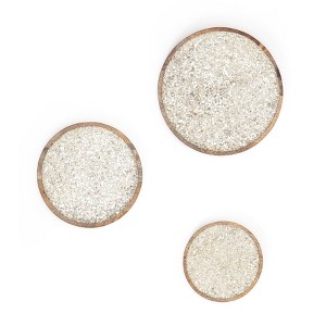 Brewster (Set of 3) Zev Wood Mosaic Wall Arts: Modern Abstract Carvings, 3 Wall Sculptures, D Ring Mount - 1 of 4