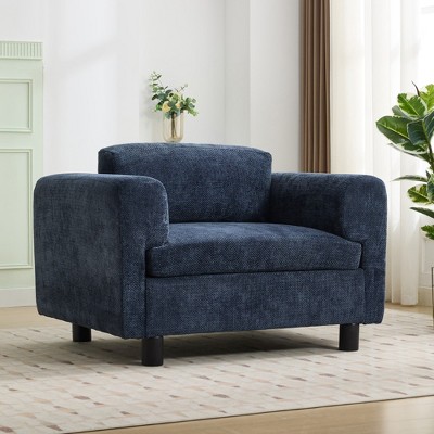 KTMBDW Mid Century Modern Accent Chair, Fabric Chairs for Living Room Upholstered Armchair with Arms for Bedroom, Apartment, Studio, Office