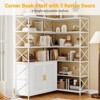 Corner Bookshelf, 6 Tier Corner Book Shelf with Storage, Farmhouse L Shaped Book-Shelf with Cabinet - 3 of 4