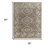 Ivory Gray And Brown Wool Geometric Hand Knotted Area Rug With Fringe - 3 of 4