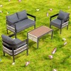 Mshliw Outdoor Sofa Set with Table, Rattan Accents, Waterproof and Rust-Proof – Ideal for Gardens, Patios, and Lawns - 2 of 4