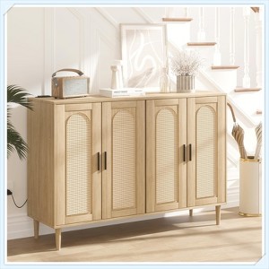 Jojoka Modern Side Board Accent Buffet with Power Outlet & Adjustable Shelves,Versatile Storage Solution With 4 Doors for Dining Room,Kitchen,Hallway - 1 of 4