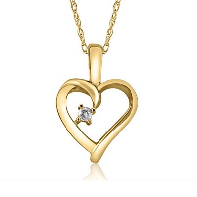 Pompeii3 Heart Shape Solitaire Diamond Pendant Necklace in 14k White Yellow or Rose Gold