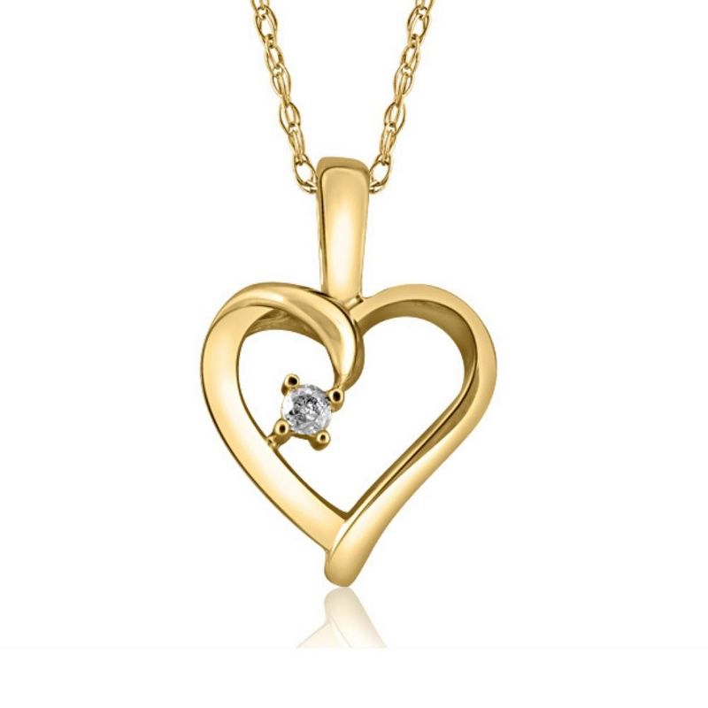 Pompeii3 Heart Shape Solitaire Diamond Pendant Necklace in 14k White Yellow or Rose Gold, 1 of 4