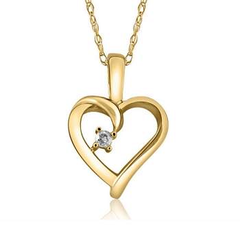 Pompeii3 Heart Shape Solitaire Diamond Pendant Necklace in 14k White Yellow or Rose Gold