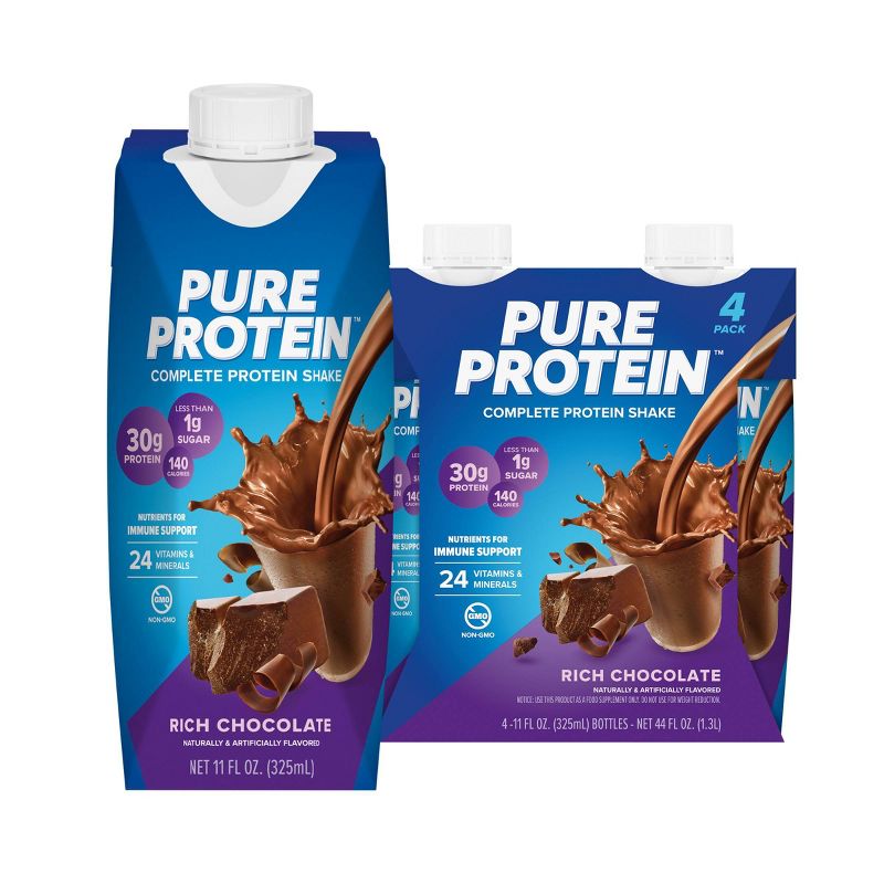 Pure Protein Complete 30g Protein Shake - Rich Chocolate - 4ct/44 fl oz, 1 of 8