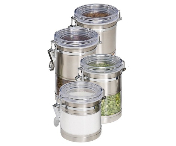 Honey-Can-Do Stainless and Acrylic Canisters - 4Pk