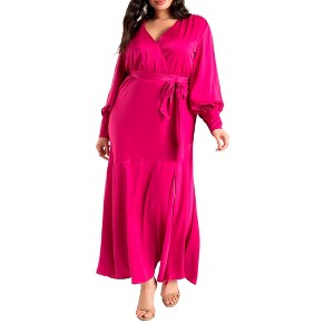 ELOQUII Women's Plus Size Satin Maxi Dress - 1 of 4