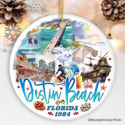 Destin Beach Florida Coastal Vacation Paradise Christmas Ornament, Emerald Coast Souvenir| OrnamentallyYou