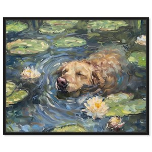 Art Remedy Monet Water Lilies Dog Rustic Chic Farmhouse Wall Art Framed - 1 of 4