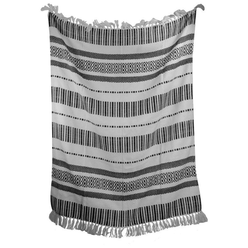 Boho Pattern Hand Woven 50 x 60 inch Outdoor Safe Throw Blanket with Hand Tied Tassels - Foreside Home & Garden, 5 of 9