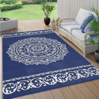 Reversible Outdoor Rug - Stain-Resistant, Easy-Clean Camping Mat for Porch, Deck, Beach & Garden