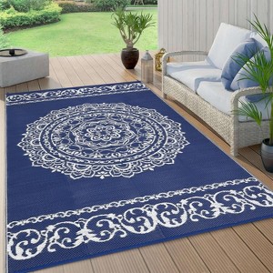 Reversible Outdoor Rug - Stain-Resistant, Easy-Clean Camping Mat for Porch, Deck, Beach & Garden - 1 of 4