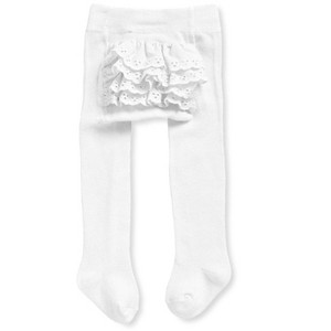 Memoi Infant Girl's Rhumba Cotton Blend Tights With Ruffles - 1 of 2