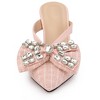 Allegra K Women's Pointed Toe Sparkly Rhinestone Bow Stiletto Heels Mules - 2 of 4