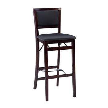 30" Keira Padded Back Faux Leather Folding Bar Stool Espresso Brown - Linon
