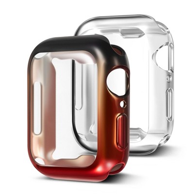 Insten 2 Pack Case Compatible with Apple Watch 44mm Series 6/SE/5/4 - Rugged Cover with Built-in Screen Protector, Gradient Black and Clear