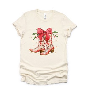 Simply Sage Market Women's Coquette Cowgirl Christmas Boots Short Sleeve Graphic Tee - 1 of 4