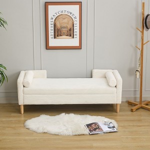 PAGED Sofa Chair Modern Ottoman Bench with Adjustable Back and Metal Legs, End of Bed Stool for Living Room, Bedroom, Entryway - 1 of 4