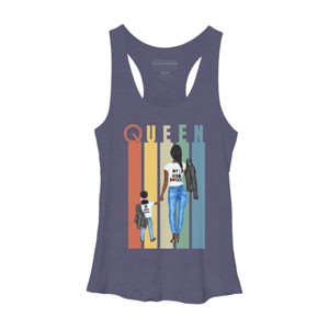 Women's Design By Humans Mother's Day Black Mom Queen Retro Stripes By duron4 Racerback Tank Top - 1 of 2