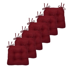 Kate Aurora Country Living Plush Solid Colored Country Farmhouse Reversible Chair Cushions/Pads With Tear Proof Ties - 1 of 4