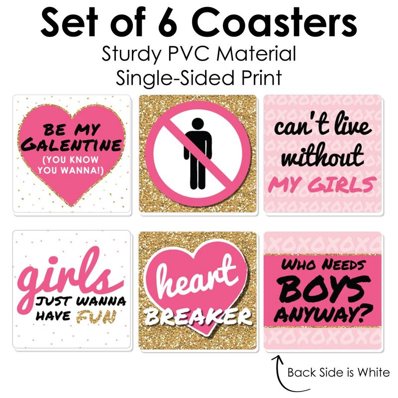 Big Dot of Happiness Be My Galentine - Funny Galentine's & Valentine's Day Party Decorations - Drink Coasters - Set of 6, 5 of 9