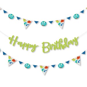 Big Dot of Happiness Roar Dinosaur - Dino Mite T-Rex Birthday Party Letter Banner Decoration - 36 Banner Cutouts and Happy Birthday Banner Letters - 1 of 4