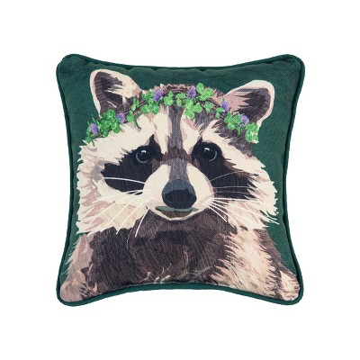 C&F Home 8" x 8" Clover Racoon Petite Printed Throw Pillow