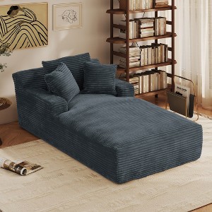 AENKYO Oversized Sleeper Sofa Bed & Cloud Lounge Chair, 2 Pillows Corduroy Upholstered Sofa No Assembly Required for Living Room - 1 of 4
