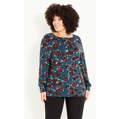 Avenue Women's Plus Size Soft Touch Floral Top
