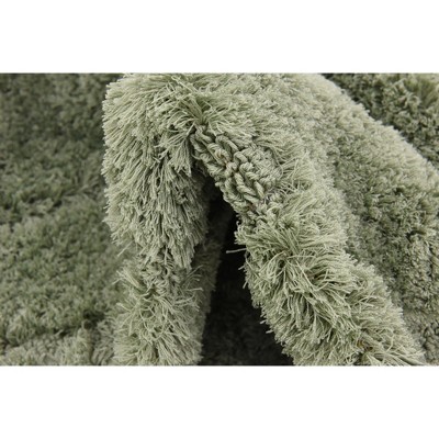 Green Floral Shag Synthetic Rectangular 4' x 6' Area Rug