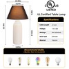 27" Modern Textured Ceramic Table Lamp with Linen Tapered Shade, Decorative Bedside Lamp for Living Room, Bedroom & Entryway - 3 of 4