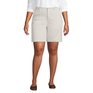 Lands' End Women's Plus Size Elastic Back Classic 7" Chino Shorts - 1 of 4
