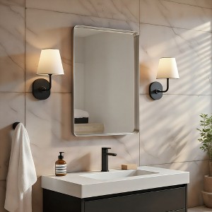 CIPACHO Brushed Silver Metal Framed Wall Mirror - Unbreakable, Anti-Delivering, Distortion-Free, Easy Install - 1 of 4
