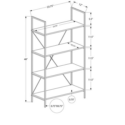 Contemporary 48" White Laminate 4-Tier Bookcase
