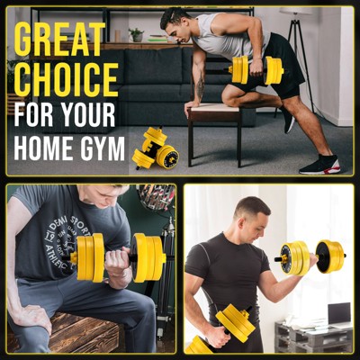 Dumbbell-Barbell Set,Pe Sand-Filled Dumbbell Set-44 Pounds (Without Push-Up Handles),Strength training,Black + Yellow