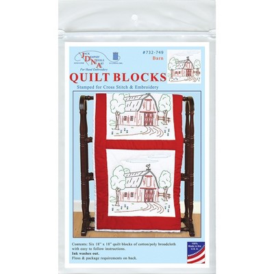 Jack Dempsey Stamped White Quilt Blocks 18"X18" 6/Pkg-Barn