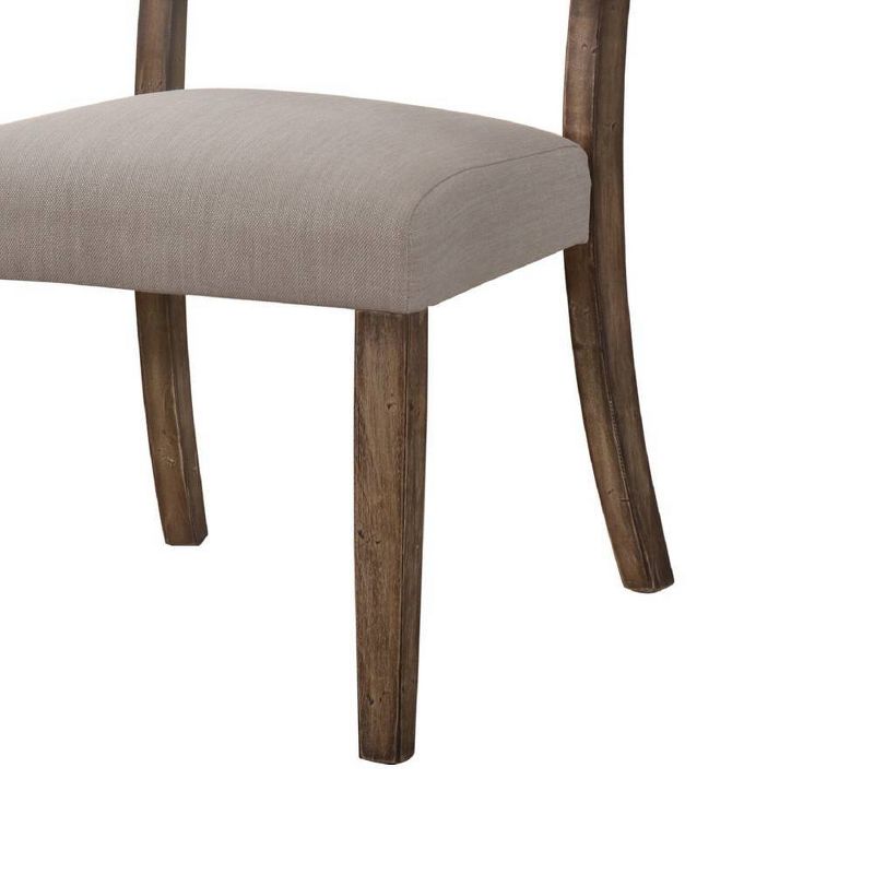 Set 2 19&#34; Bernard Dining Chairs Linen/Weathered Oak - Acme Furniture, 4 of 8
