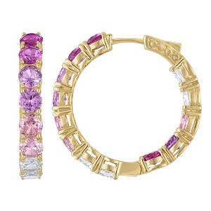 Ivy Sharpe 14K Gold Over Brass Cubic Zirconia Hoop Earrings - 1 of 2
