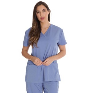 Just Love Solid Stretch Scrub Top for Women Mock Wrap Nursing Shirt - 1 of 3